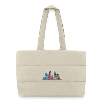 New York City Skyline Liberty Line Kunst - Puffer-Einkaufstasche - Naturweiß - Vorne