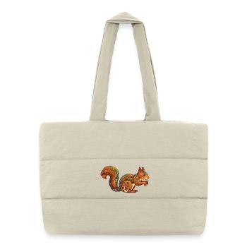 Autumnal Squirrel Pattern Forest Life Nature - Puffer Shopping Bag - natural - Front