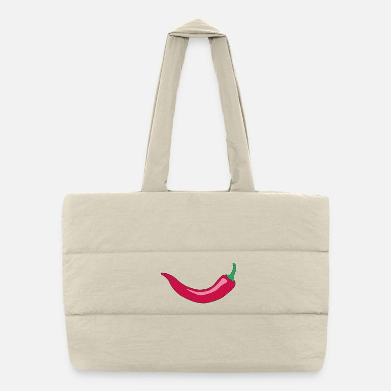 Red Chili Smile - Puffer-Einkaufstasche - Naturweiß