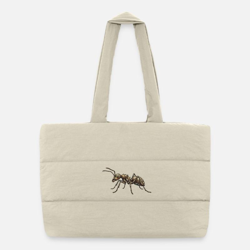 Ant Brown Isolated Realistic Graphic Motif Puffer Shopping Bag