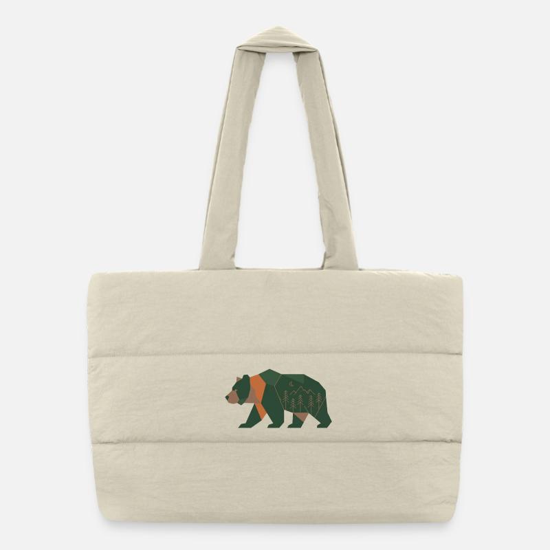 Forêt géométrique Ours Clair de Lune Sac shopping matelassé