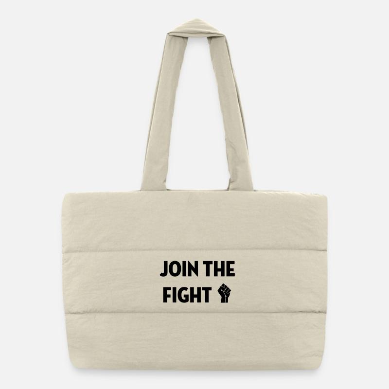 revolution / paix / peuple / voyage / écolo / - Sac shopping matelassé - blanc naturel