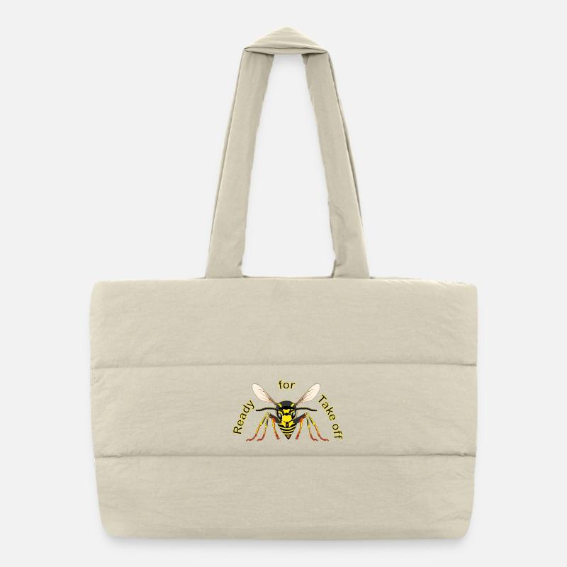 Wasp Ready for Take off Puffer Shopping Bag