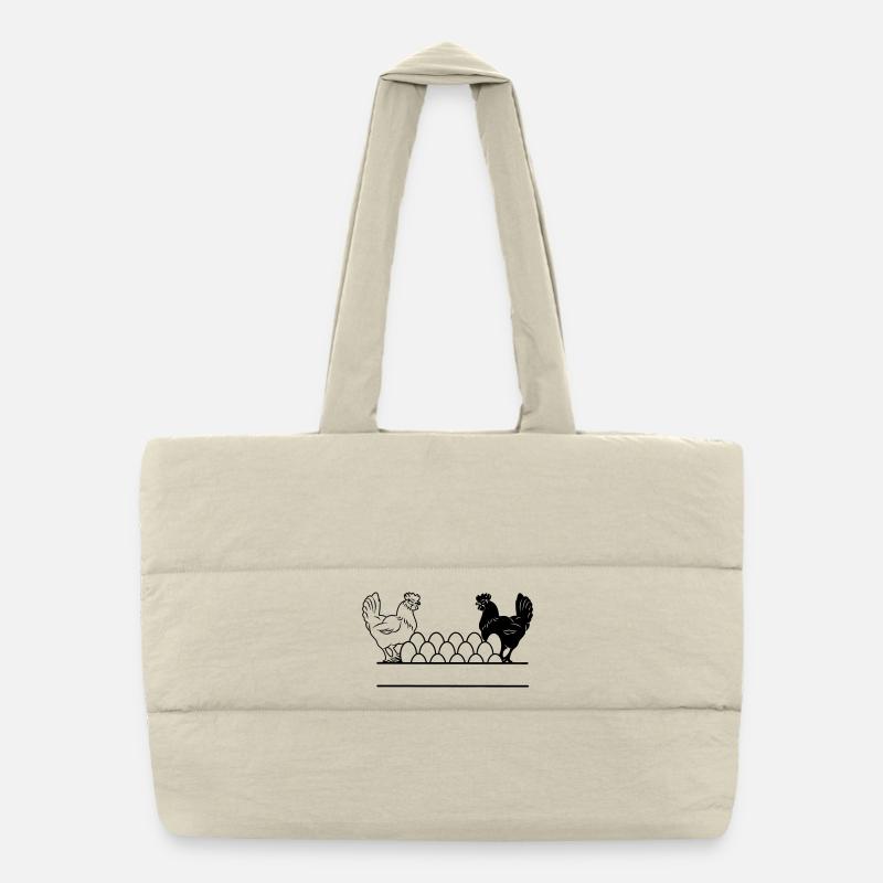 Chicken dark and light monogram Puffer Shopping Bag