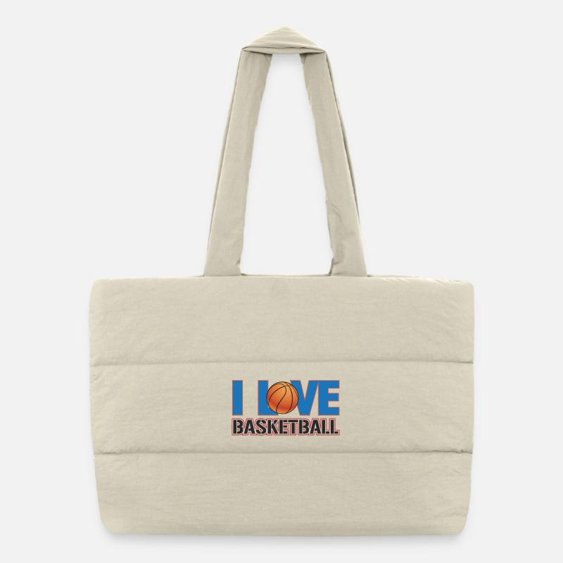 Ich liebe Basketball Puffer-Einkaufstasche
