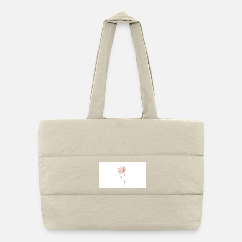 Delicate Flower Dream Line Drawing Puffer Shopping Bag