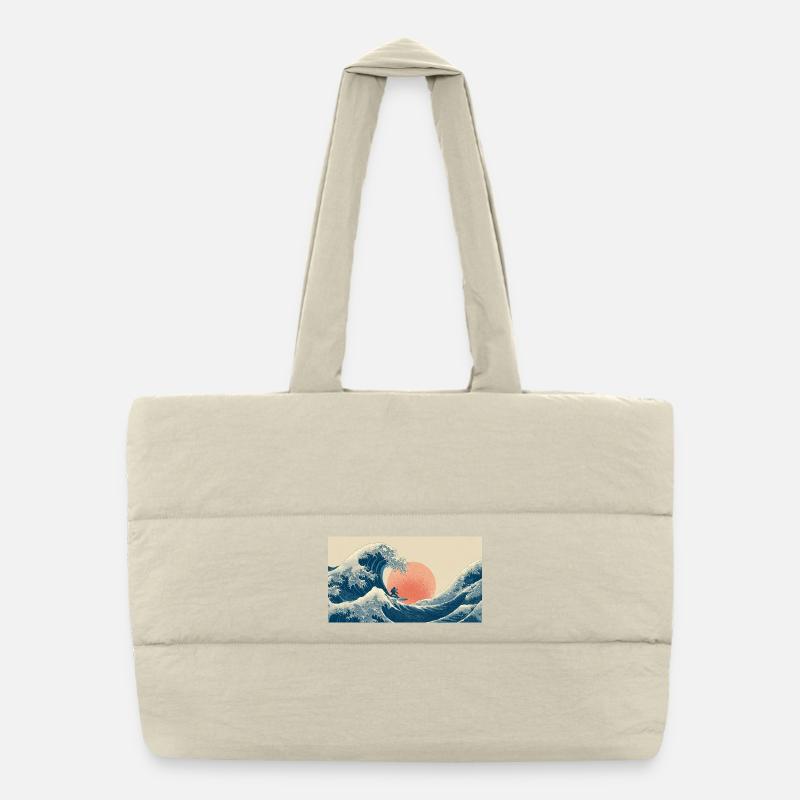 Vague de surf au coucher du soleil Sac shopping matelassé