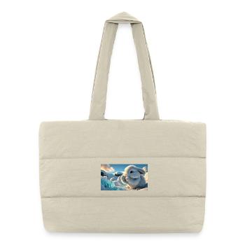Un lapin de neige mignon avec des cristaux de glace - Sac shopping matelassé - blanc naturel - Devant