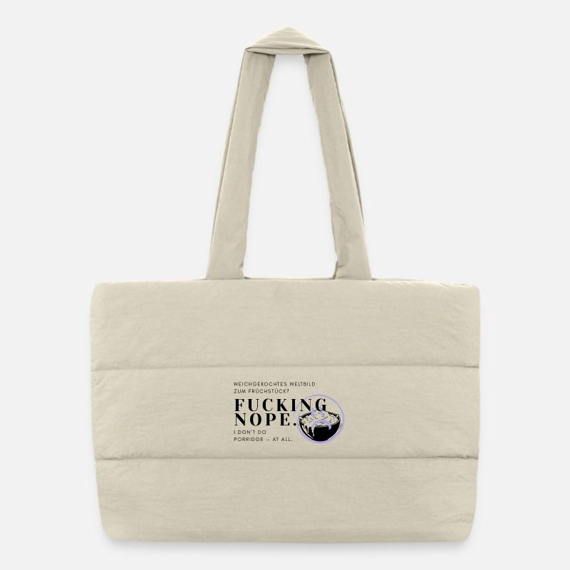 Breakfast grouch - no porridge for me! Puffer Shopping Bag