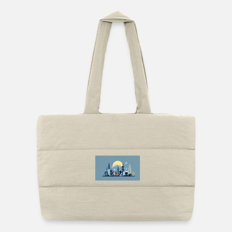 Sun City Skyline Illustration Puffer Shopping Bag