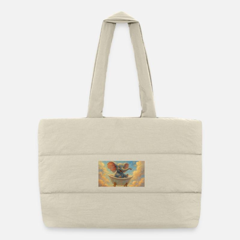 Bain d’éléphant dans le ciel Sac shopping matelassé