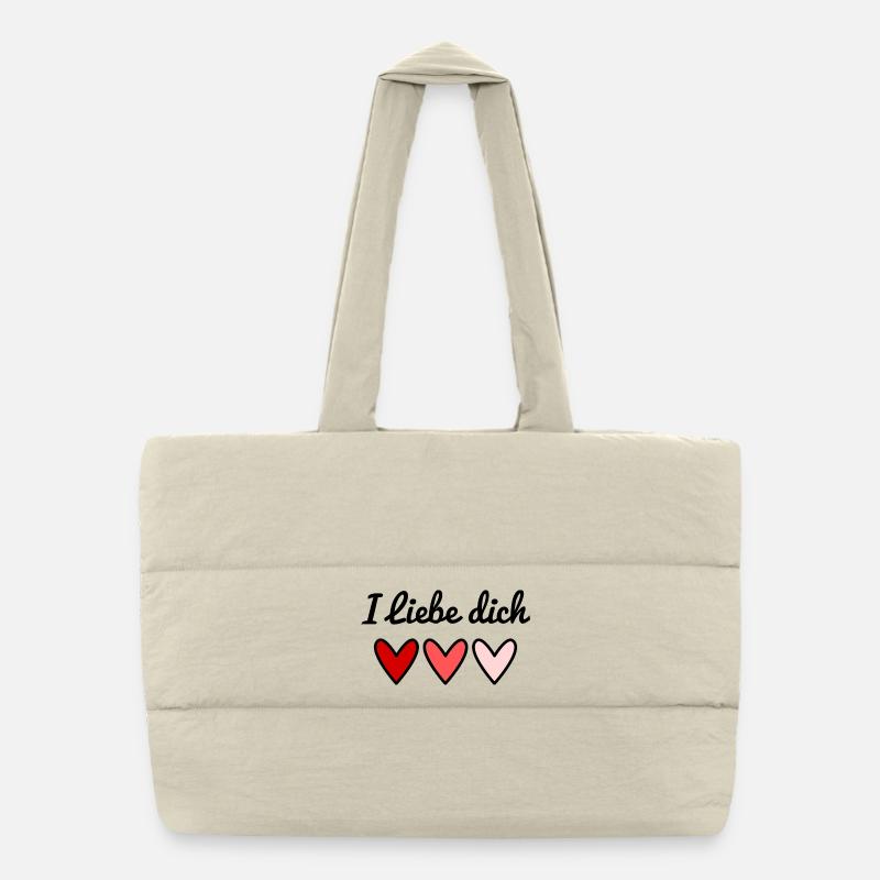 ICH LIEBE DICH. ICH LIEBE DICH. HERZ. PAAR. Puffer-Einkaufstasche