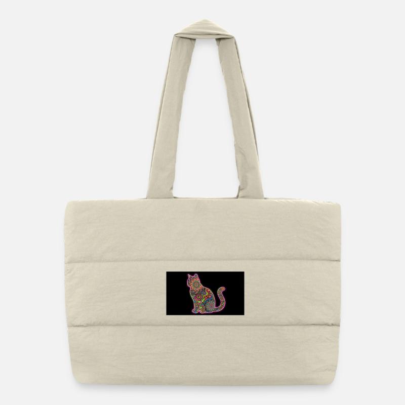 Psychedelische Katzenmuster Puffer-Einkaufstasche