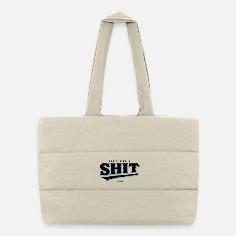 Blue Brush Lettering Never Ever Puffer Shopping Bag