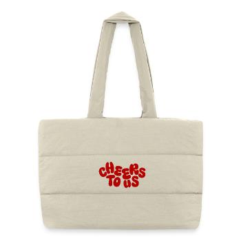 Cheers to Us – Colorful Bubble Font - Puffer Shopping Bag - natural - Front