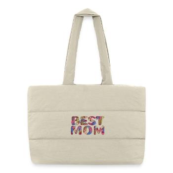  Best Mom Floral Lettering Design - Puffer-Einkaufstasche - Naturweiß - Vorne