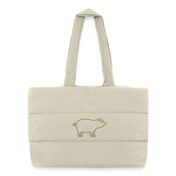 Cute Pig Silhouette Minimalist Farmer - Puffer Shopping Bag - natural - Front