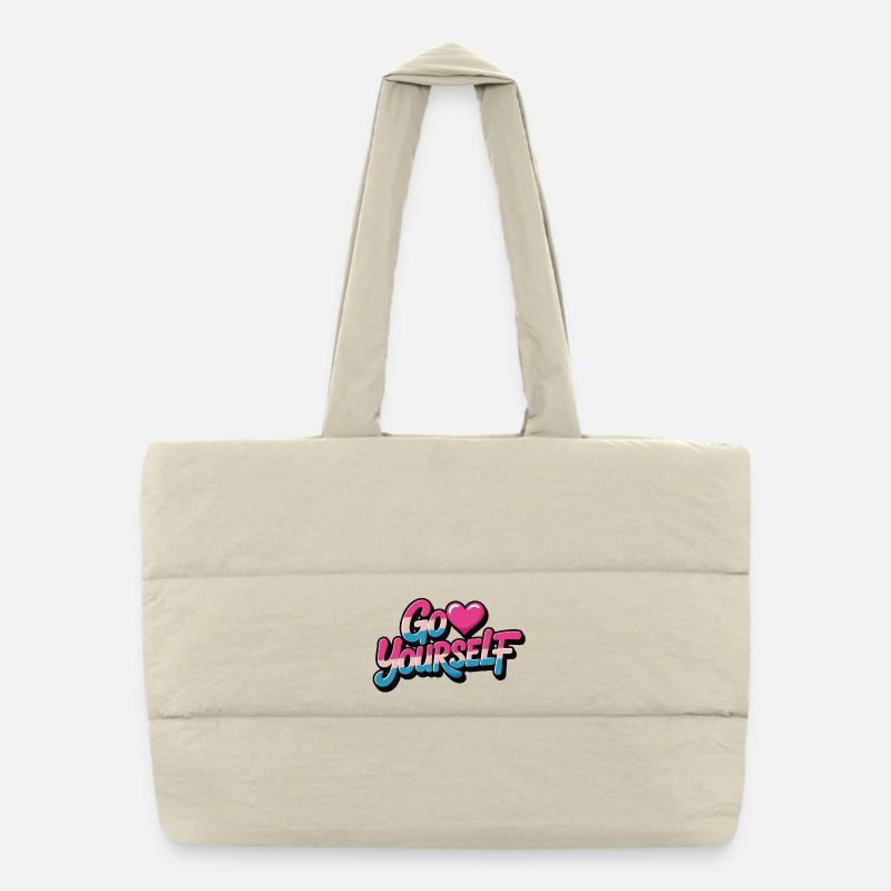 Va t’aimer Amour de soi en lettres Sac shopping matelassé