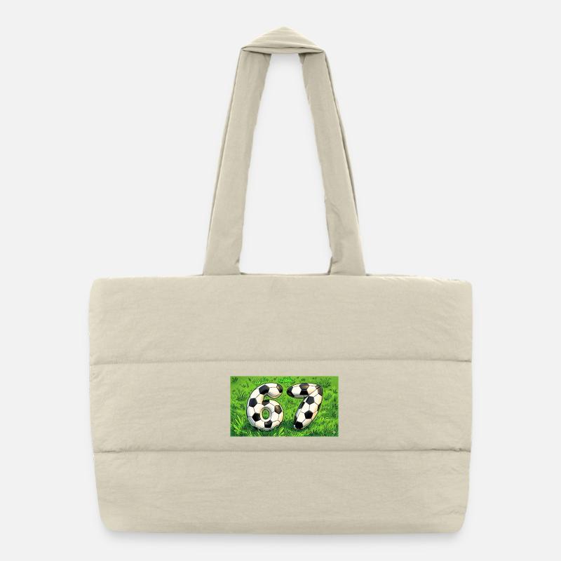 Six Seven Fußball Design - Puffer-Einkaufstasche - Naturweiß