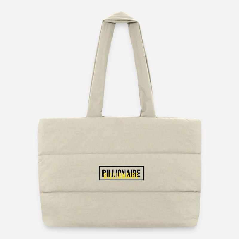 Billionaire Motivation Text Design Puffer Shopping Bag