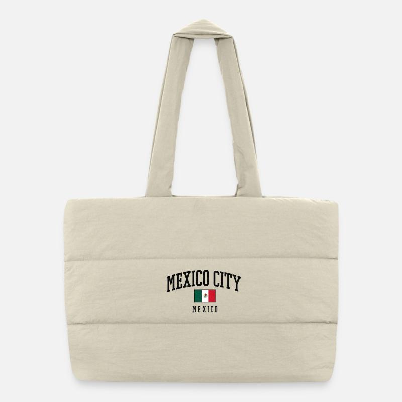 Lettrage de Mexico avec drapeau - Sac shopping matelassé - blanc naturel