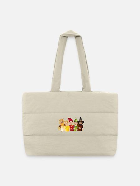 Fünf Figuren aus dem Ensemble des Kasperltheaters - Gesteppte Shopping Bag - Naturweiß