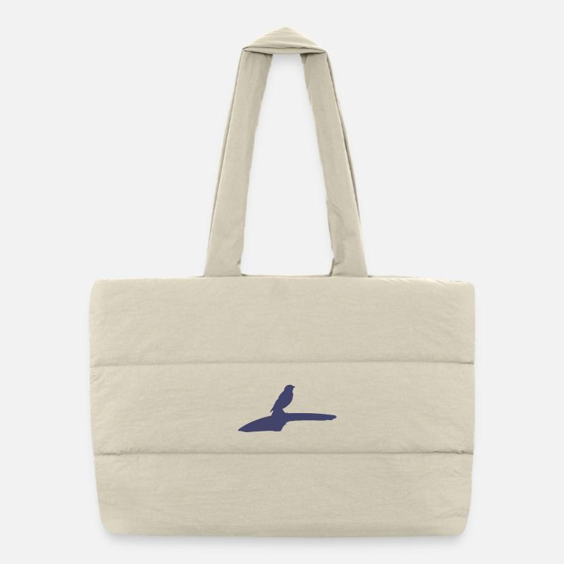 Minimalist bird illustration on tree Puffer Shopping Bag