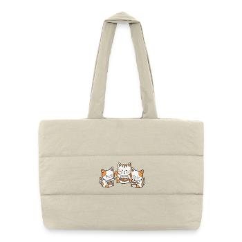 Katzen Nudelsuppe Kawaii - Puffer-Einkaufstasche - Naturweiß - Vorne