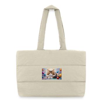 Cute cat wants to play Cuddly Tiger Kitten - Puffer Shopping Bag - natural - Front