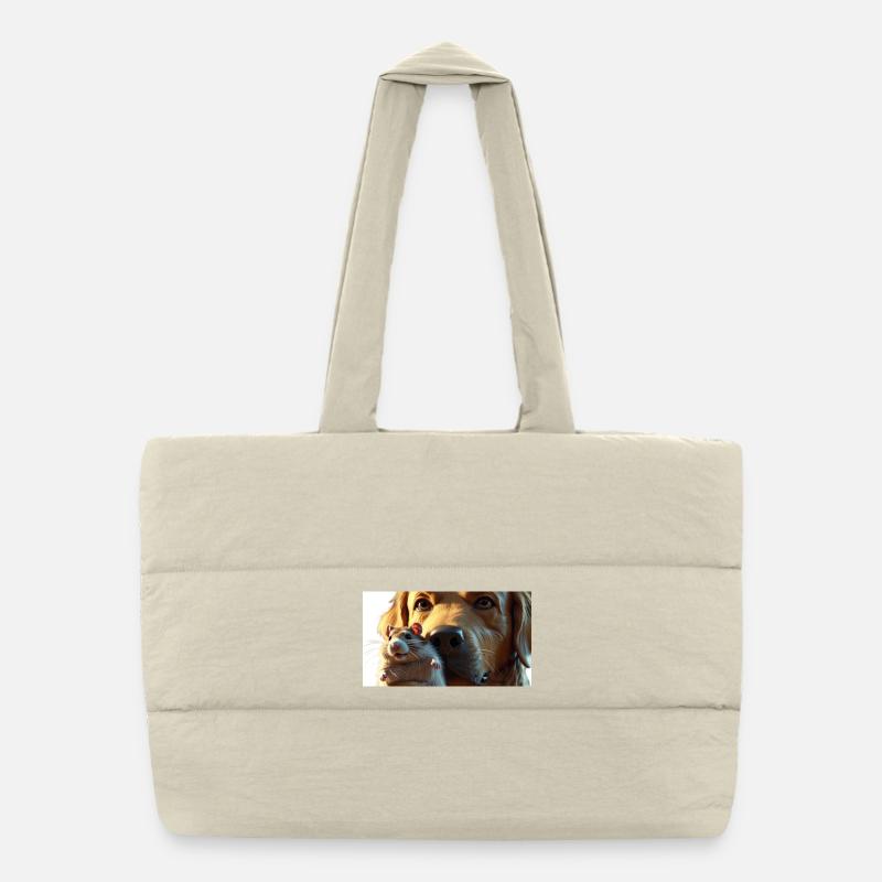 Chiens et hamster mignon en gros plan Sac shopping matelassé