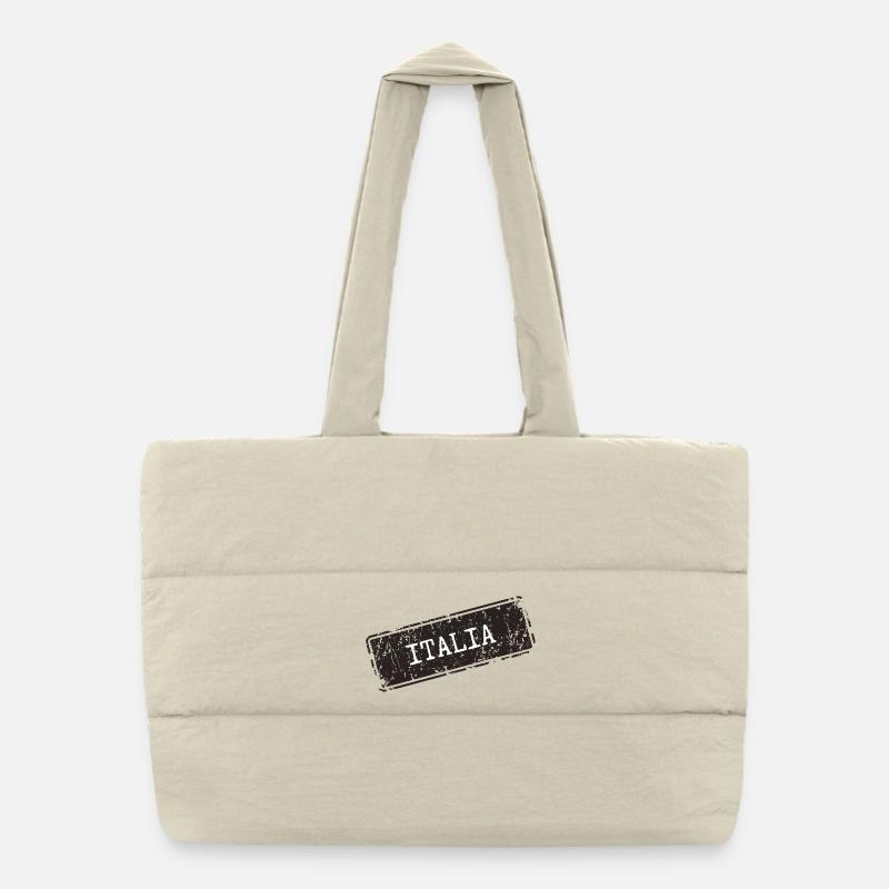 Italy lettering on vintage design Puffer Shopping Bag