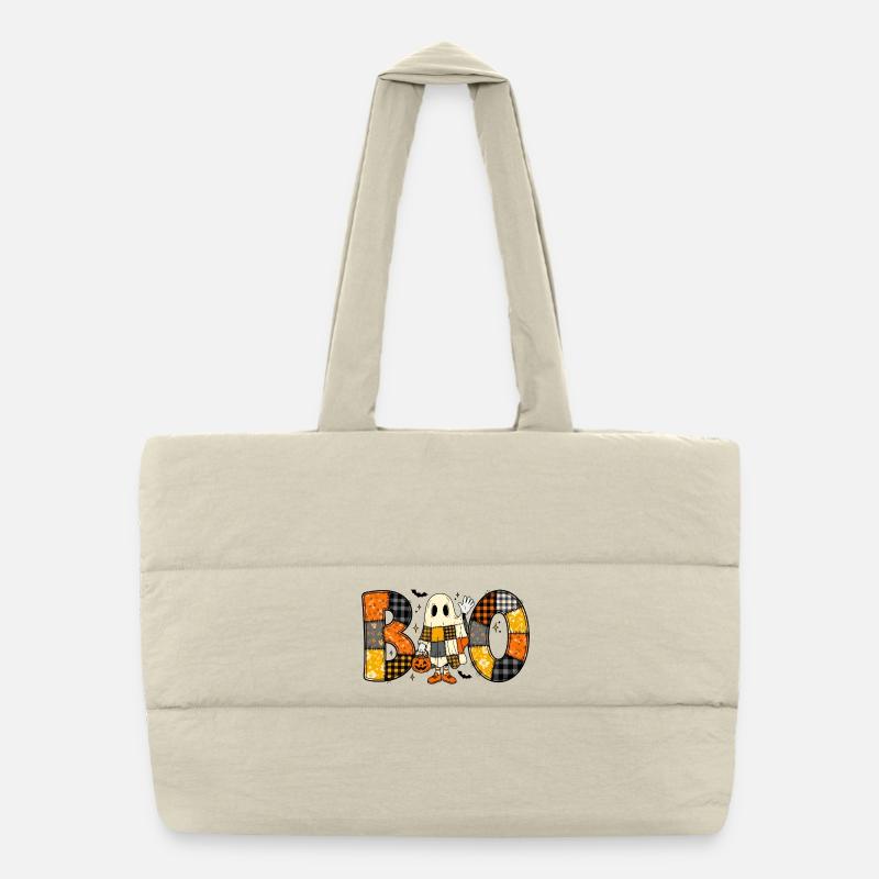 Fantôme Halloween Patchwork Boo Sac shopping matelassé