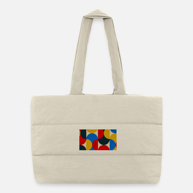 Colorful Circle Blocks - Puffer Shopping Bag - natural