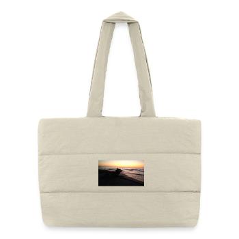 Dog on the beach sunset - Puffer Shopping Bag - natural - Front