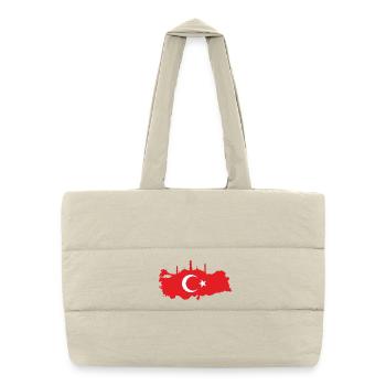 Turkish map with mosque silhouette - Puffer Shopping Bag - natural - Front