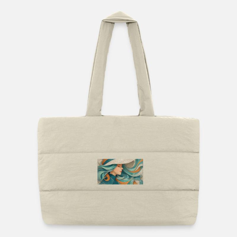 Portrait en couleur fluide turquoise Sac shopping matelassé