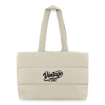 1987 Né en 1987, 56e anniversaire - Sac shopping matelassé - blanc naturel - Devant