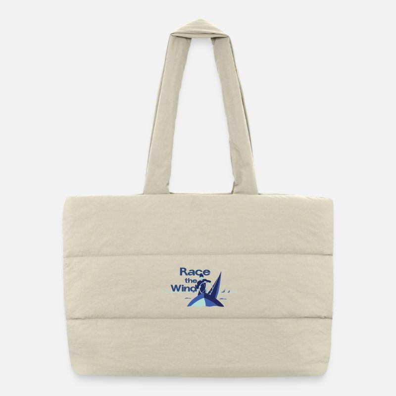 Race the Wind – Sailing Regatta Skipper Saying Puffer Shopping Bag