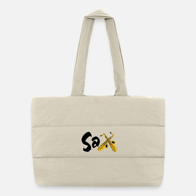 Saxophone Sax - Sac shopping matelassé - blanc naturel