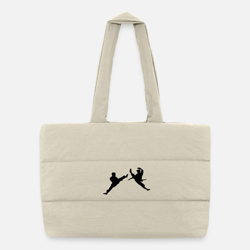 Coup de pied de karaté de vol ou coup de pied de teakwondo Sac shopping matelassé
