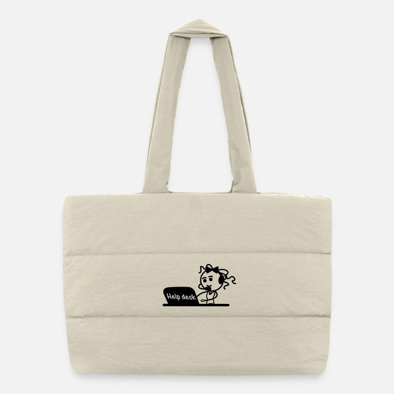 Help desk secretary with microphone and headset Puffer Shopping Bag