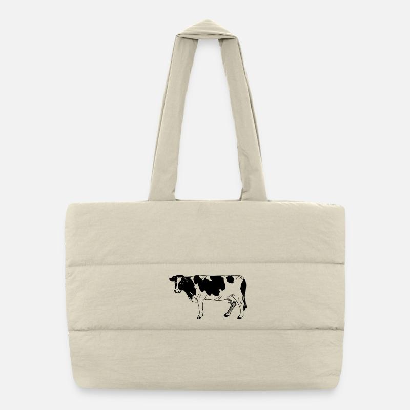 Vache à fourrure noire, race laitière Sac shopping matelassé