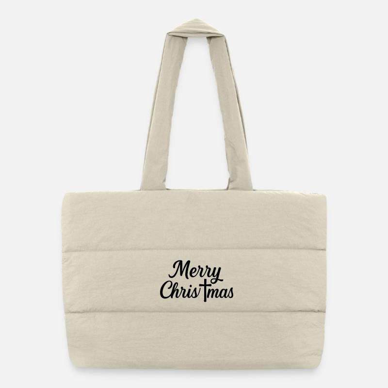 Lustiges Weihnachts T-Shirt Geschenk - Puffer-Einkaufstasche - Naturweiß