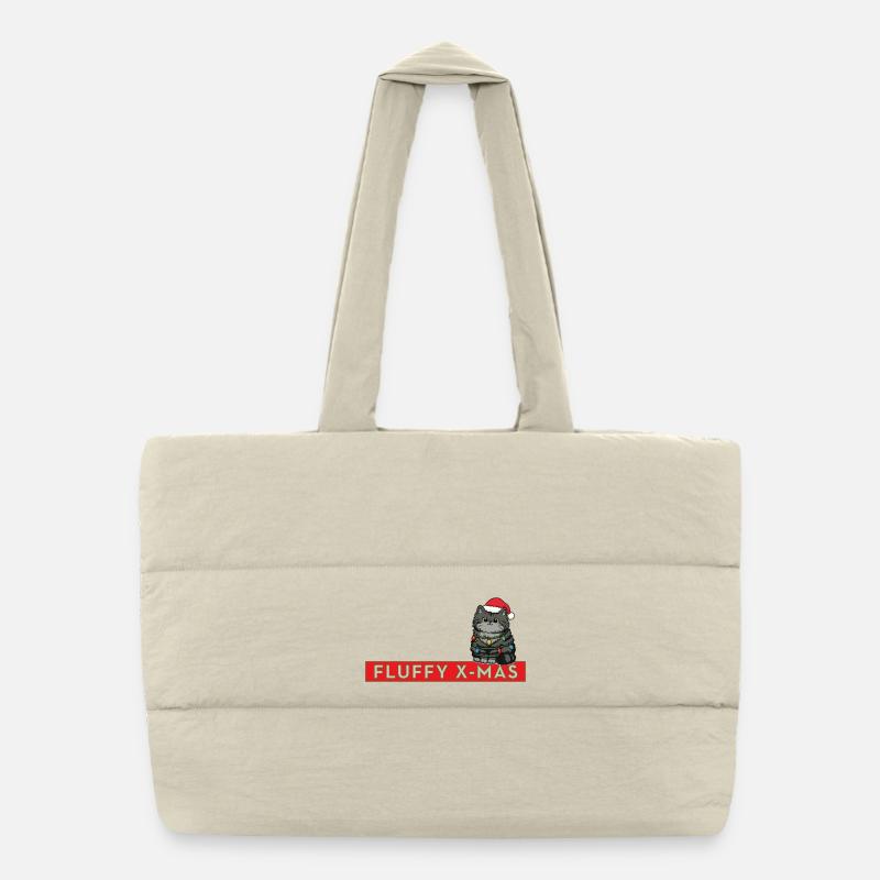 Fluffy X-Mas – Cute Cat Christmas Puffer Shopping Bag