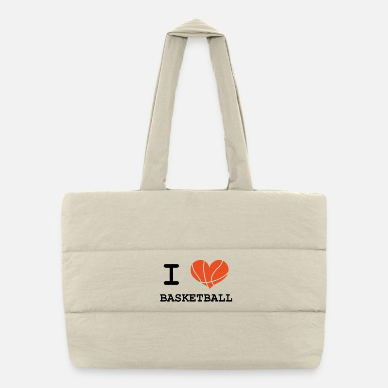 J'aime le basketball Sac shopping matelassé