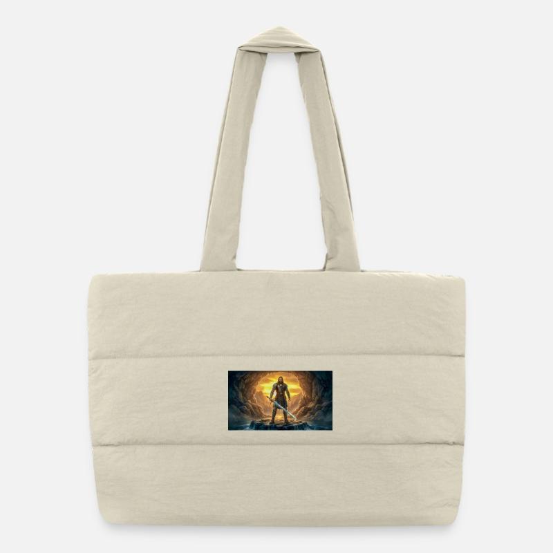 Beowulf fights the Monster with Ancient Sword myth Puffer Shopping Bag