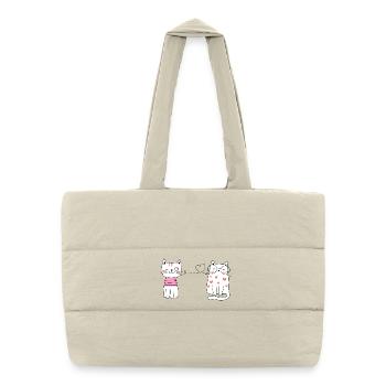Zwei Katzen im HerzPopArt Stil - Puffer-Einkaufstasche - Naturweiß - Vorne