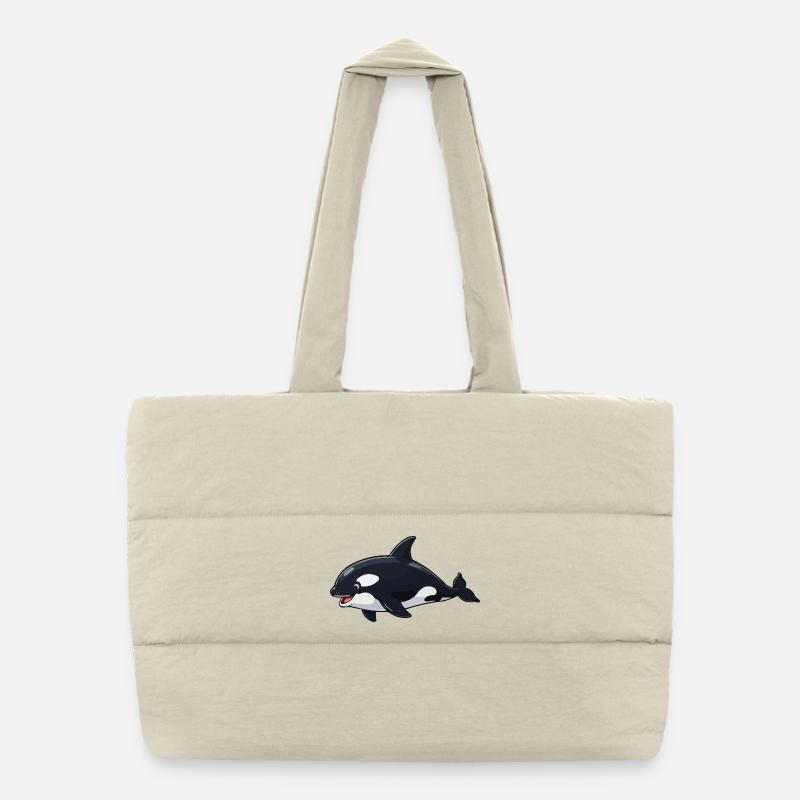 Orca Cartoon Whale Design Puffer Shopping Bag