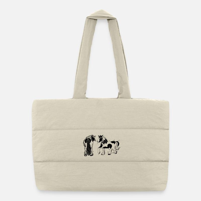Cute Tinker Horses Equestrian Puffer Shopping Bag
