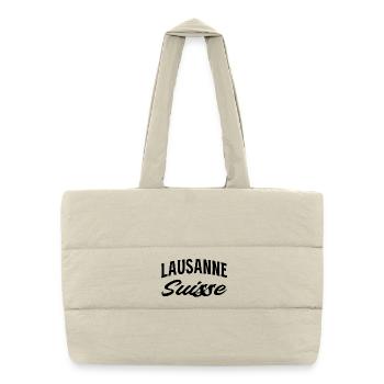 Lausanne Suisse – Typografie mit Romandie-Charme   - Puffer-Einkaufstasche - Naturweiß - Vorne